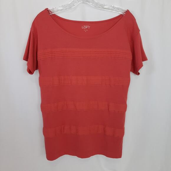 5 For $20.00 Ann Taylor LOFT Short Sleeve Horizontal Pleating Pattern, Medium - Picture 4 of 10